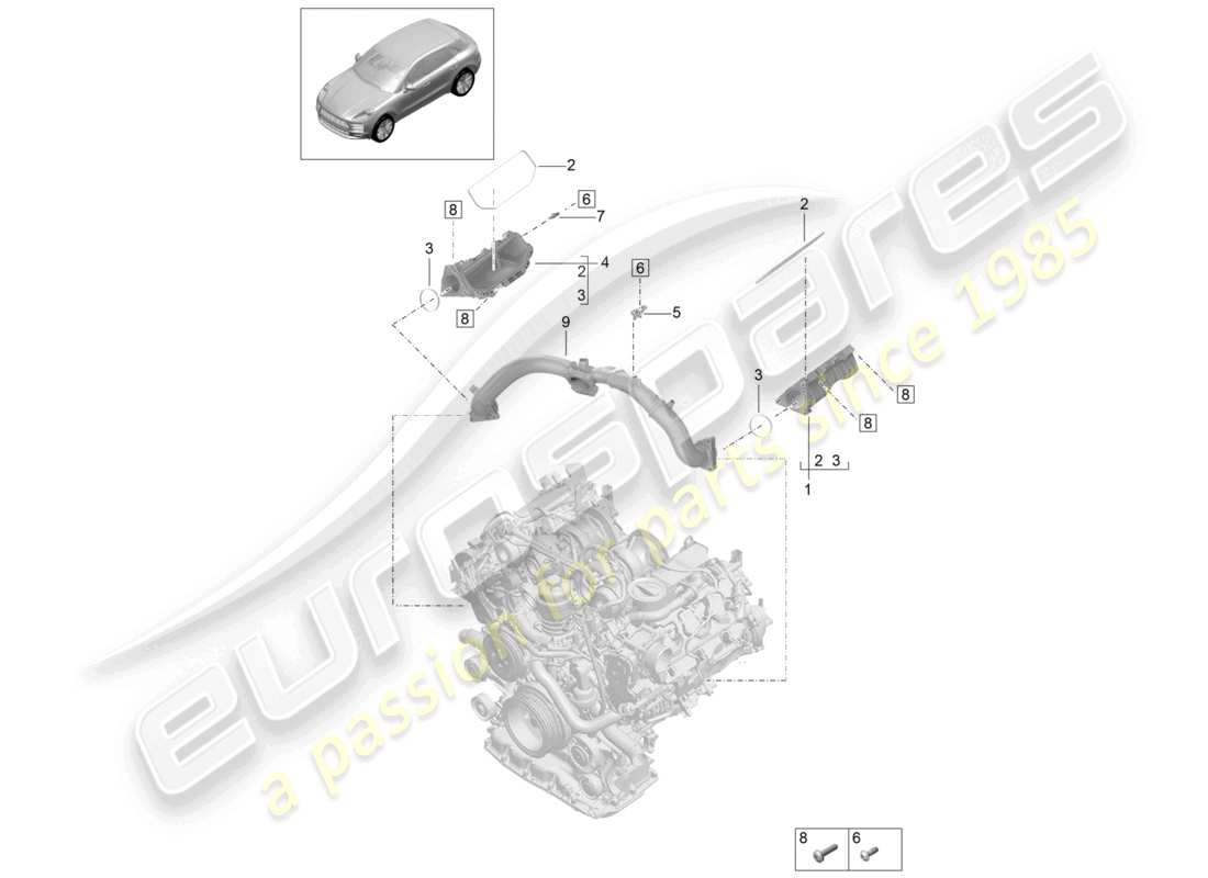 porsche 2019 (macan) distributeur d'air d'admission schéma des pièces