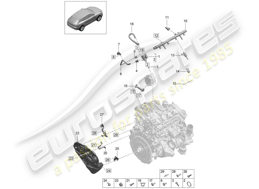 porsche 2019 (macan) tuyau de collecte de carburant schéma des pièces