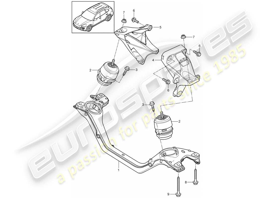 porsche 2012 (cayenne e2 92a) matériel de levage de moteur schéma des pièces