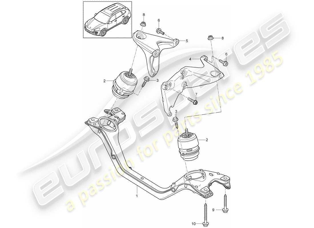 porsche 2012 (cayenne e2 92a) matériel de levage de moteur schéma des pièces