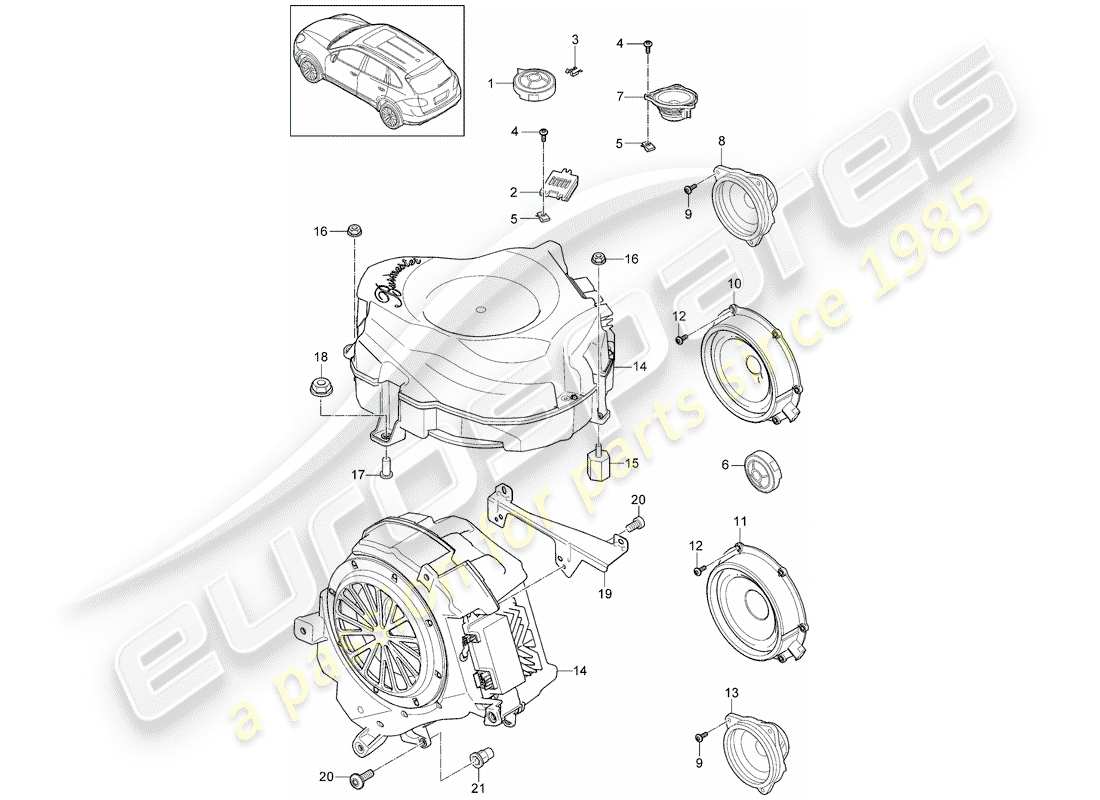 porsche 2011 (cayenne e2 92a) haut-parleur schéma des pièces