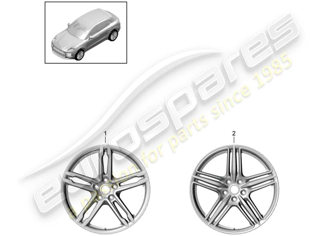 porsche 2019 (macan) jante en alliage schéma des pièces