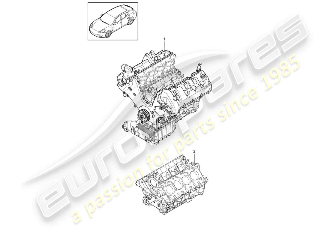 porsche 2010 (cayenne e1 9pa) moteur de base bloc court schéma des pièces