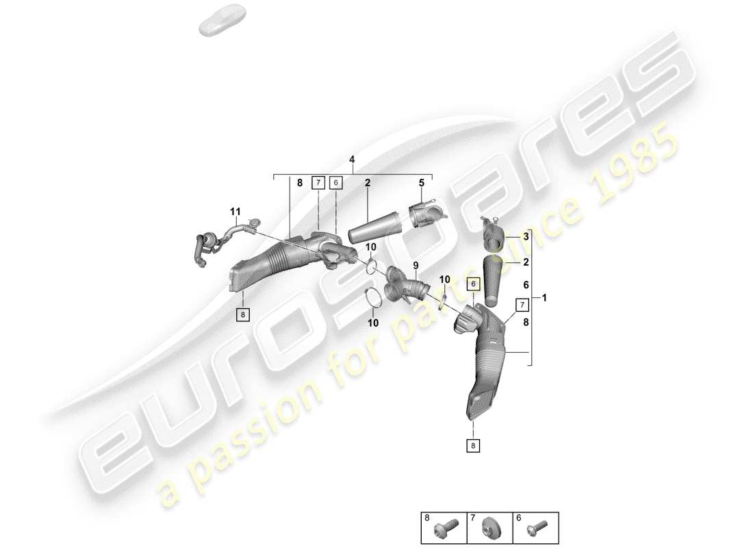 porsche 2020 (718 boxster spyder) schéma des pièces du filtre à air