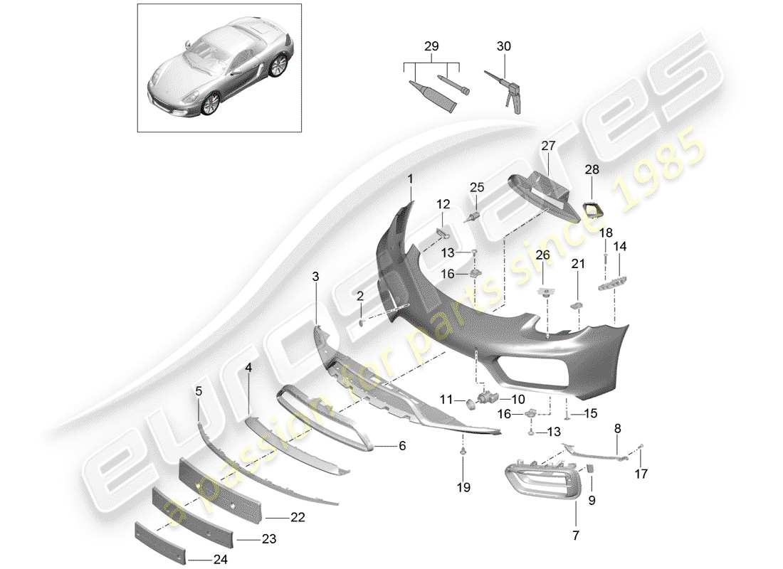 porsche 2014 (981 cayman) pare-chocs schéma des pièces