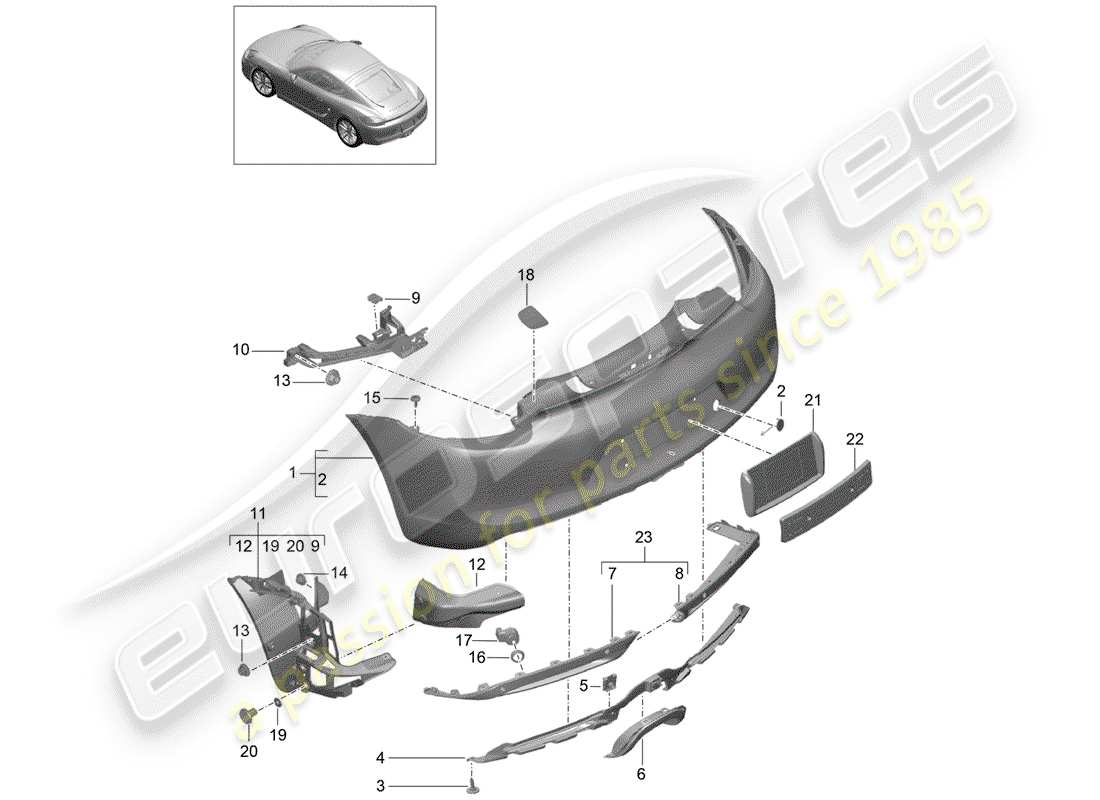porsche 2014 (981 cayman) pare-chocs schéma des pièces