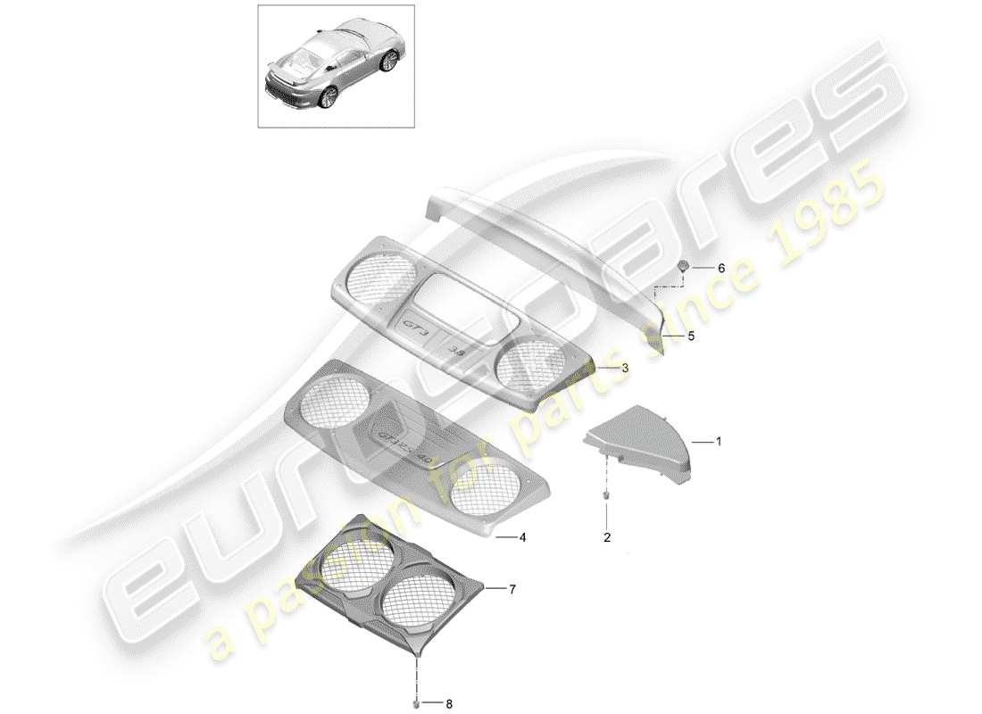 porsche 2014 (991-1 r/gt3/rs) diagramme des pièces de doublure