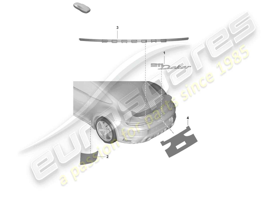 porsche 2019 (992-1) inscription arrière schéma des pièces
