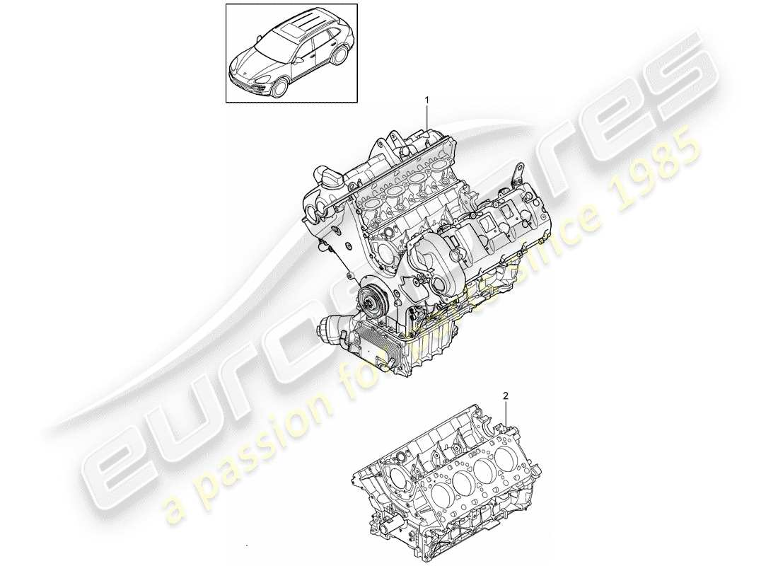 porsche 2013 (cayenne e2 92a) long bloc schéma des pièces