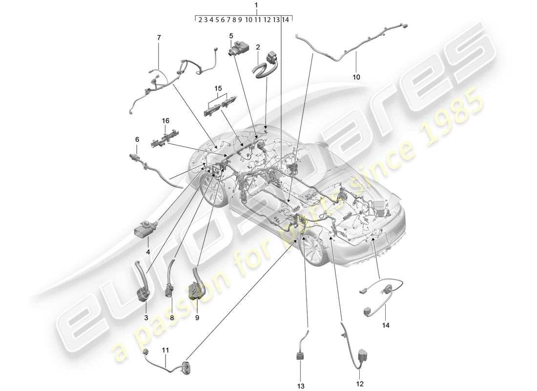 porsche 2016 (981 cayman gt4) faisceau de câblage schéma des pièces