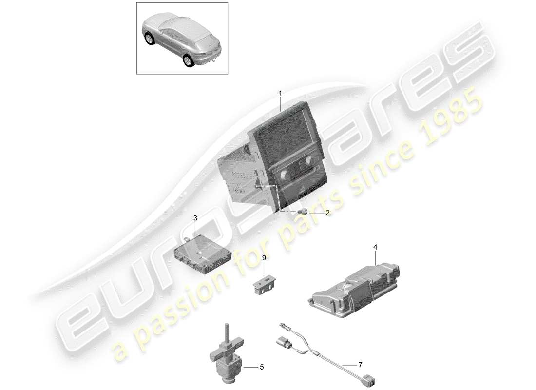 porsche 2014 (macan) unité de commande schéma des pièces