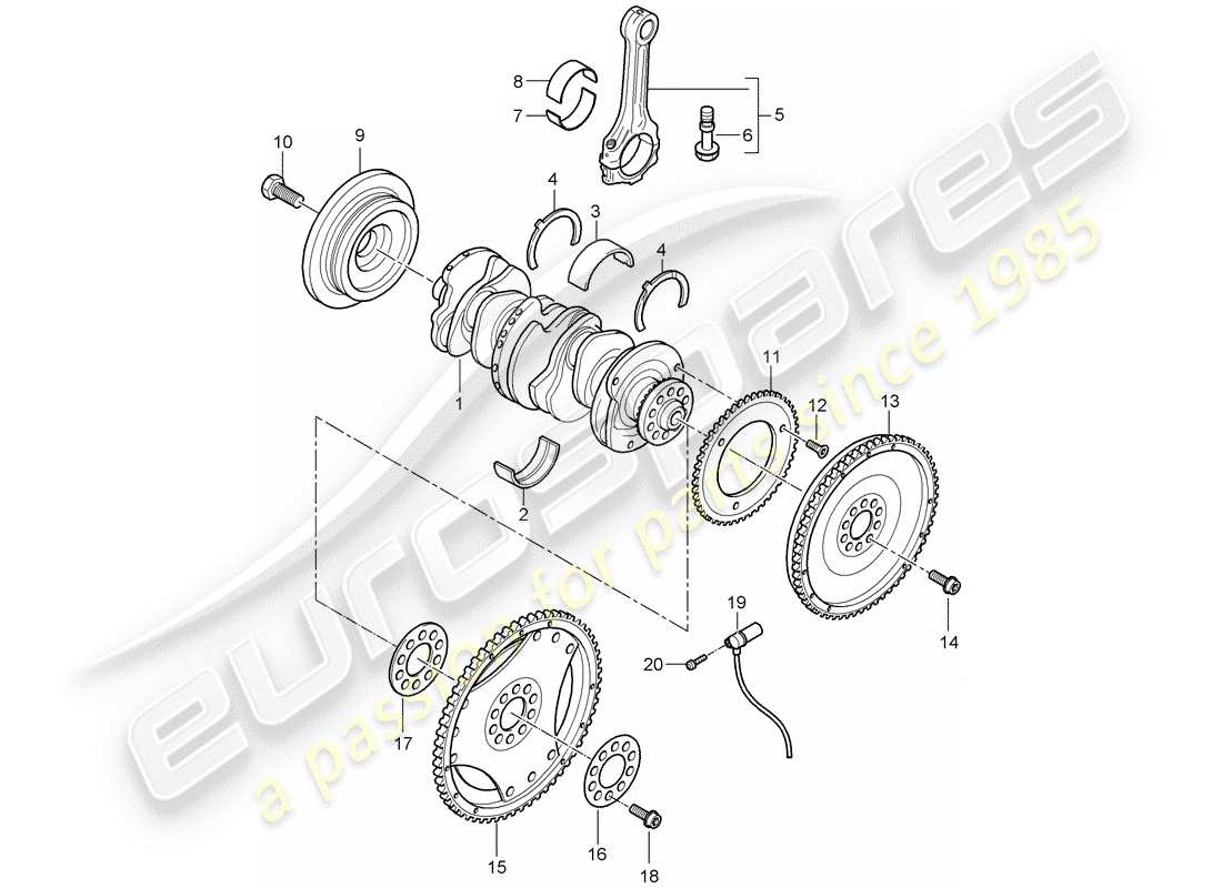 porsche 2010 (cayenne e1 9pa) diagramme de pièce de vilebrequin