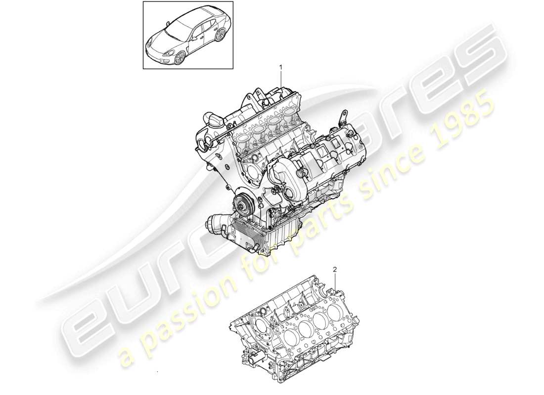 porsche 2010 (cayenne e1 9pa) moteur de base bloc court schéma des pièces