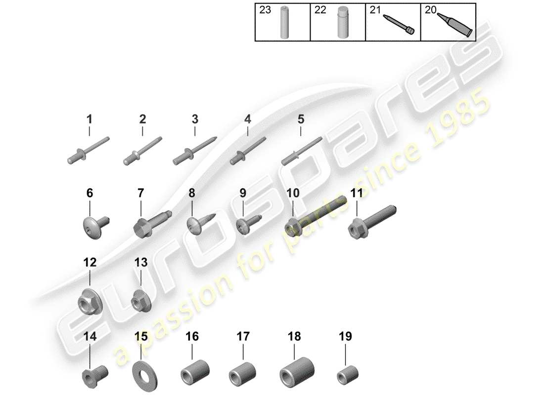 porsche 2020 (718 boxster spyder) fixations diagramme des pièces