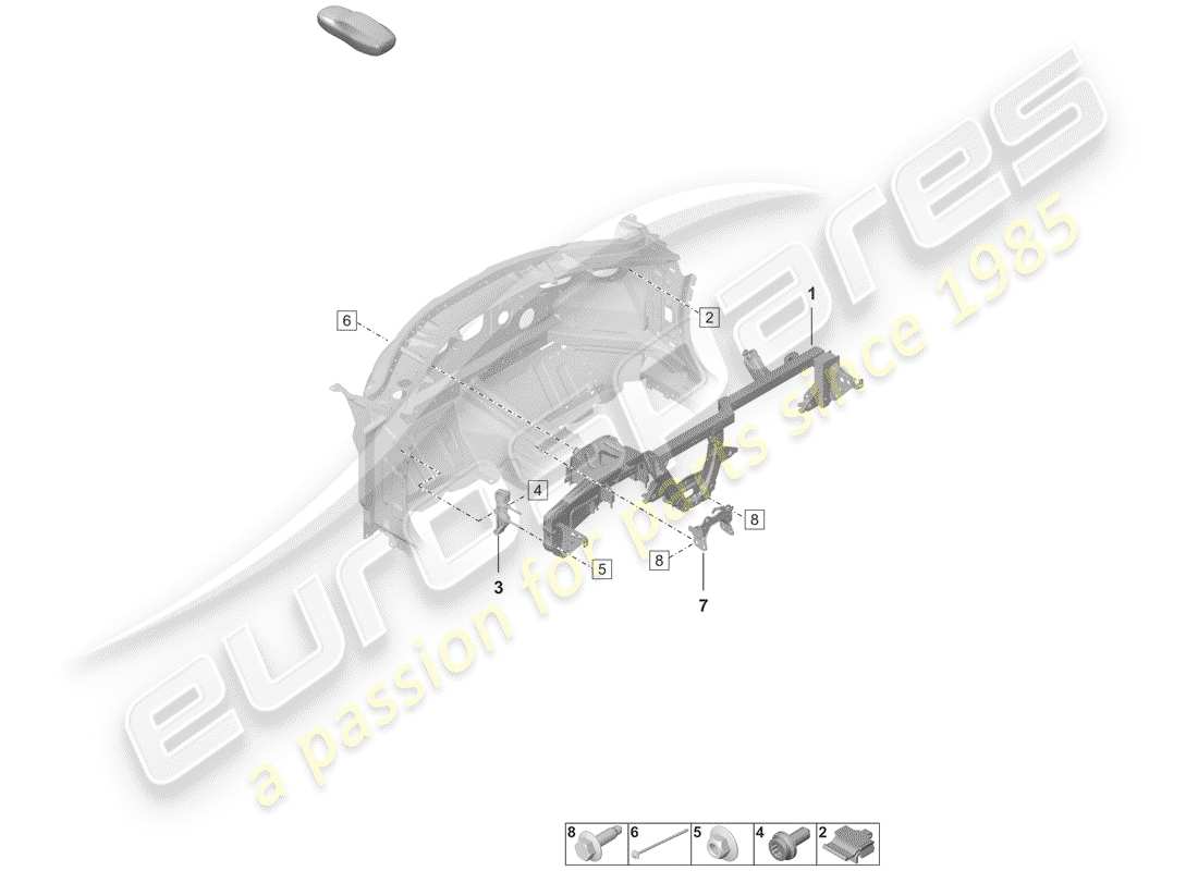 porsche 2019 (992-1) support de tableau de bord schéma des pièces