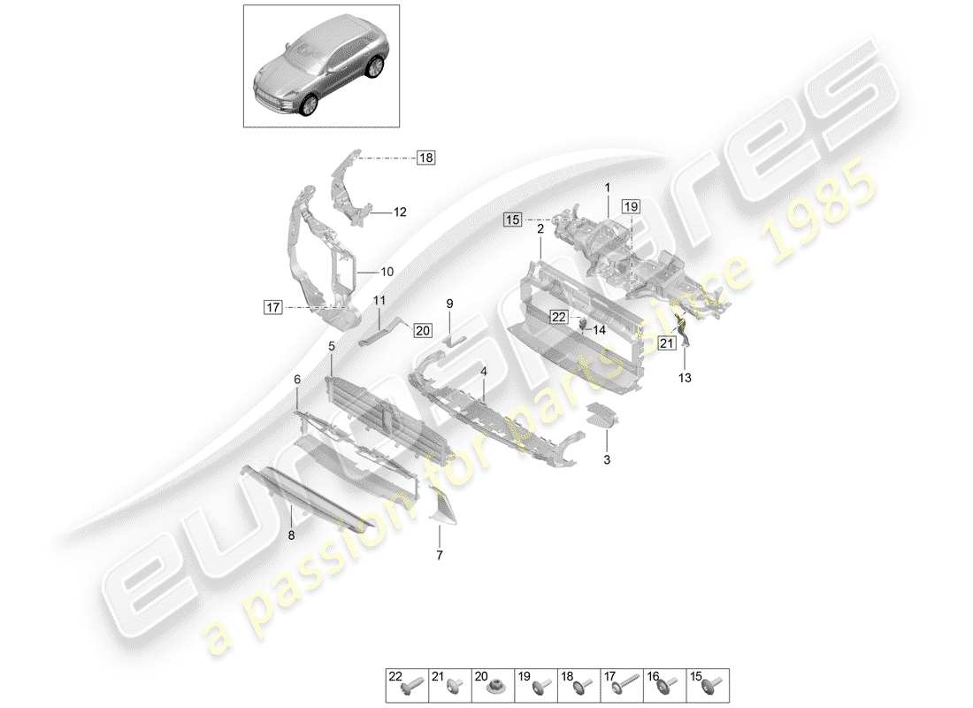 porsche 2020 (macan) schéma des pièces du support
