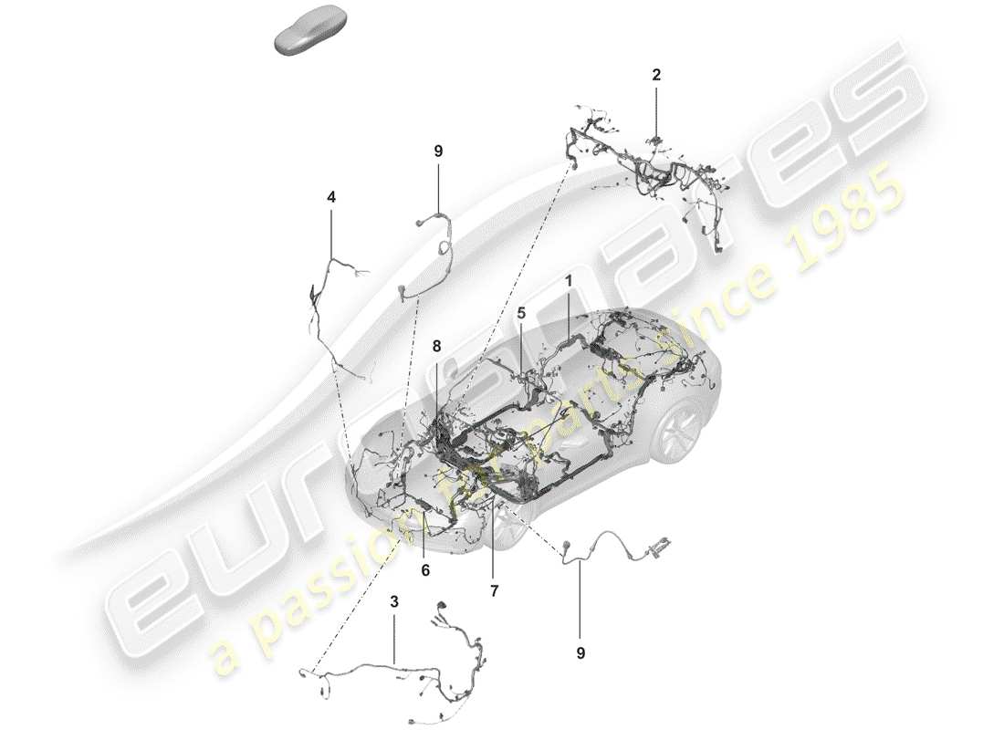 porsche 2020 (992-1) harnais schéma des pièces