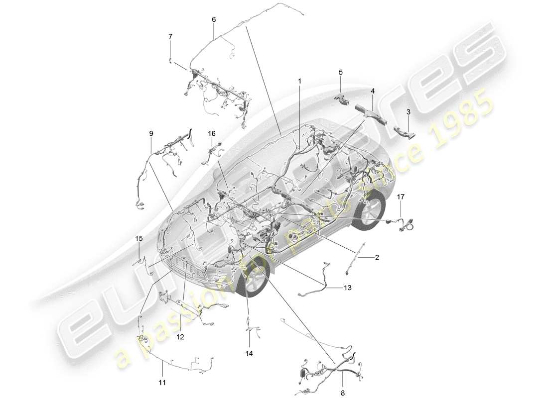 porsche 2014 (macan) diagramme des pièces du harnais