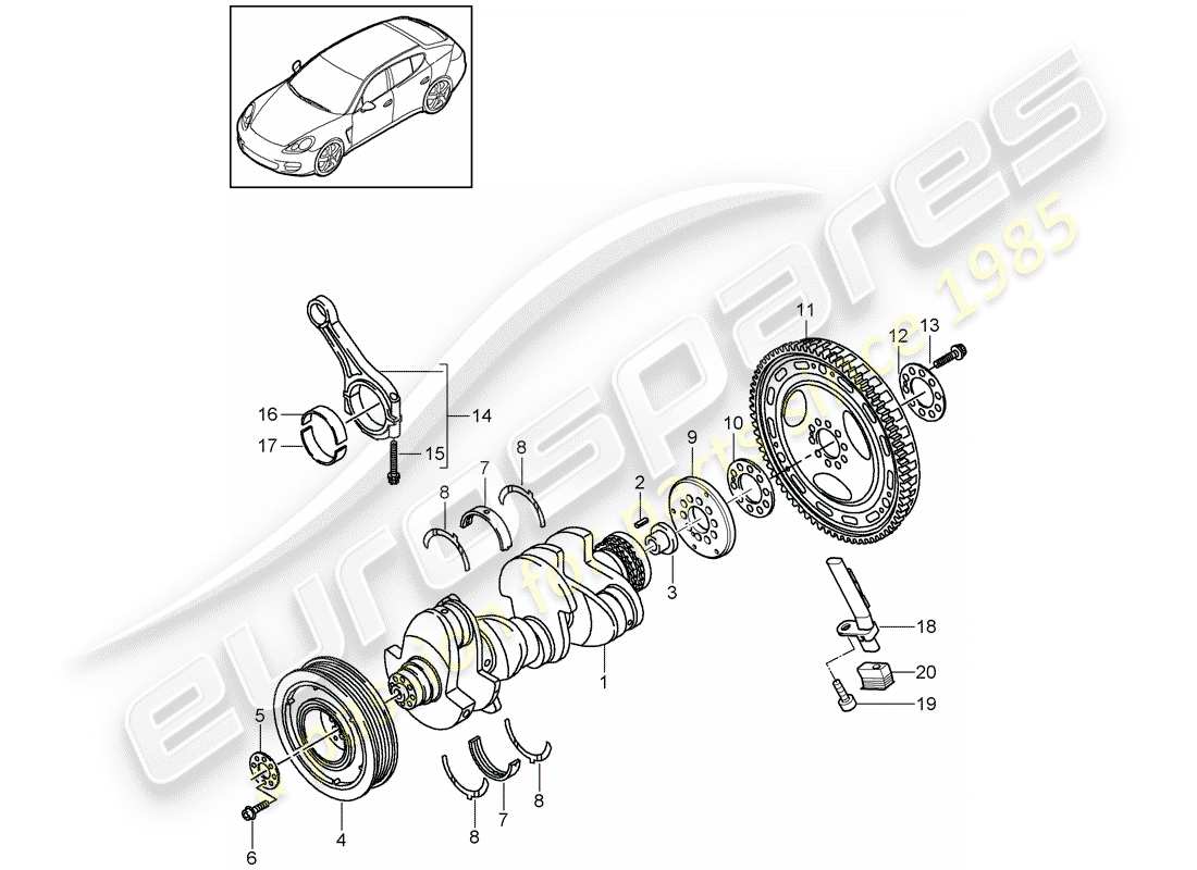 porsche 2010 (panamera 970) diagramme de pièce de vilebrequin