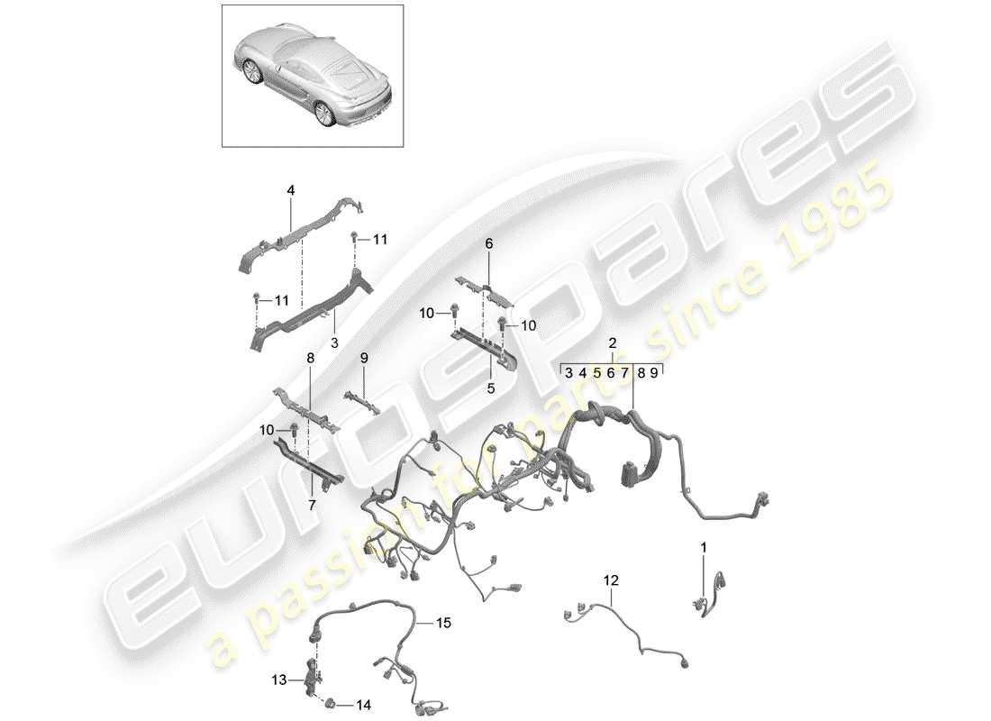 porsche 2016 (981 cayman gt4) faisceau de câblage schéma des pièces