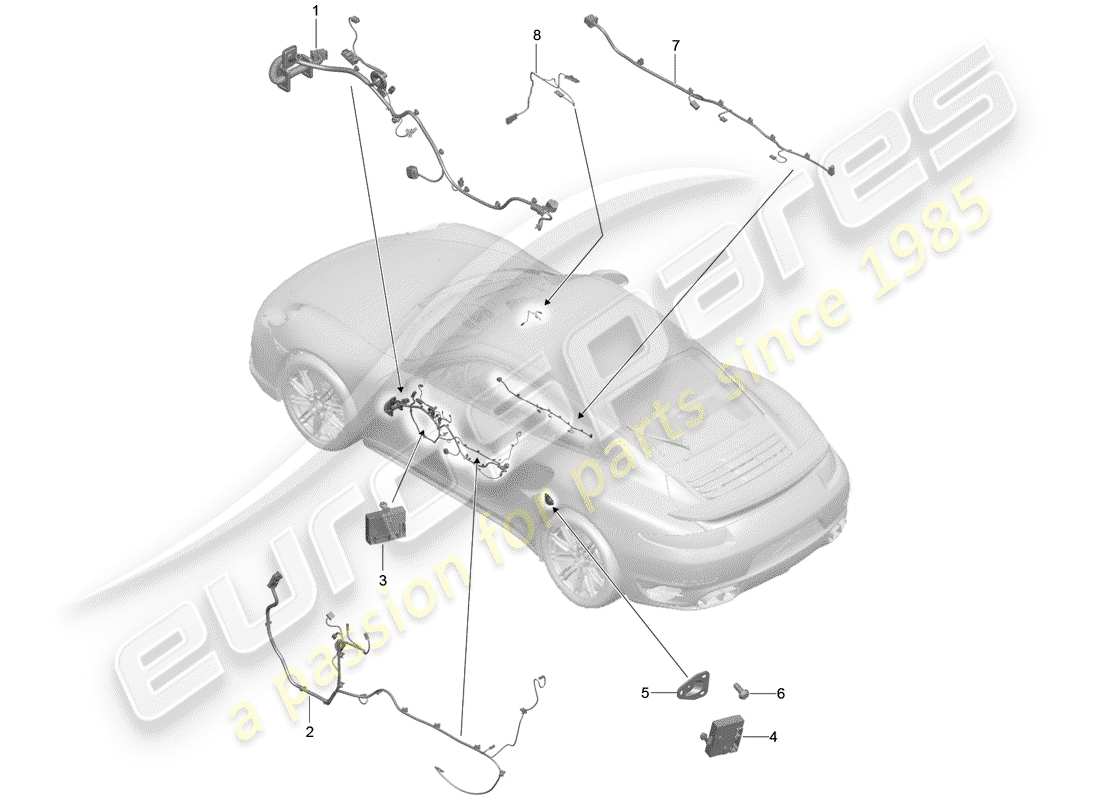 porsche 2020 (991-2 turbo) faisceau de câblage schéma des pièces