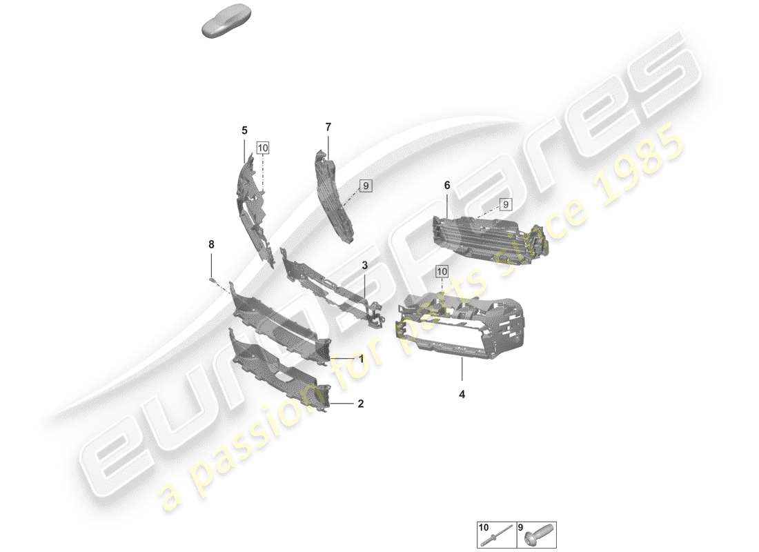 porsche 2019 (992-1) diagramme des pièces du conduit d'air