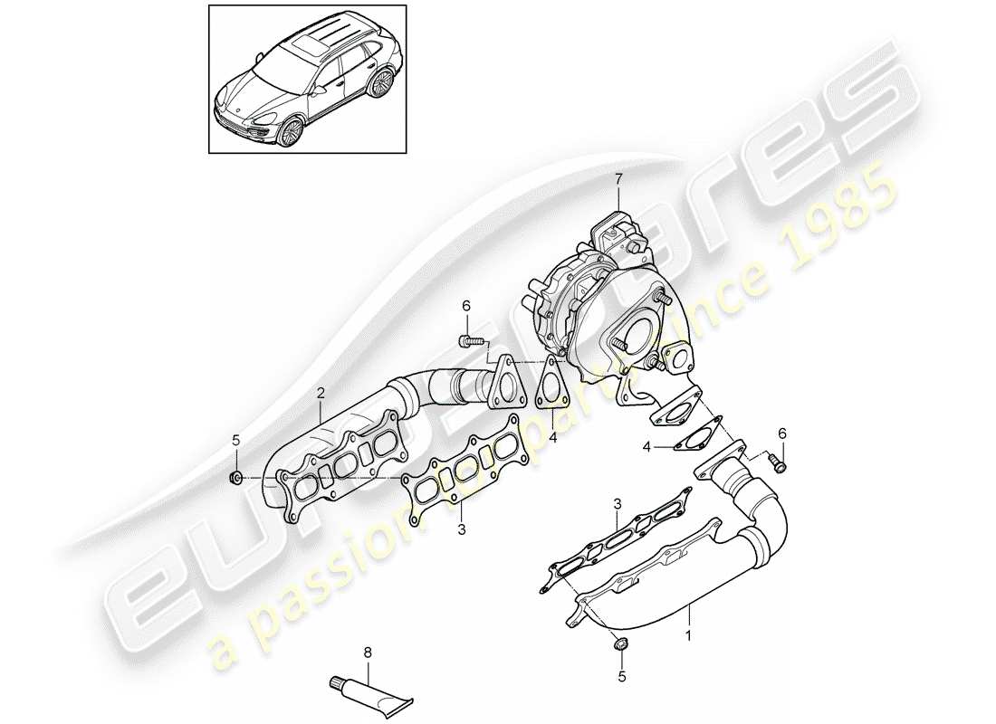 porsche 2011 (cayenne e2 92a) système d'échappement schéma des pièces
