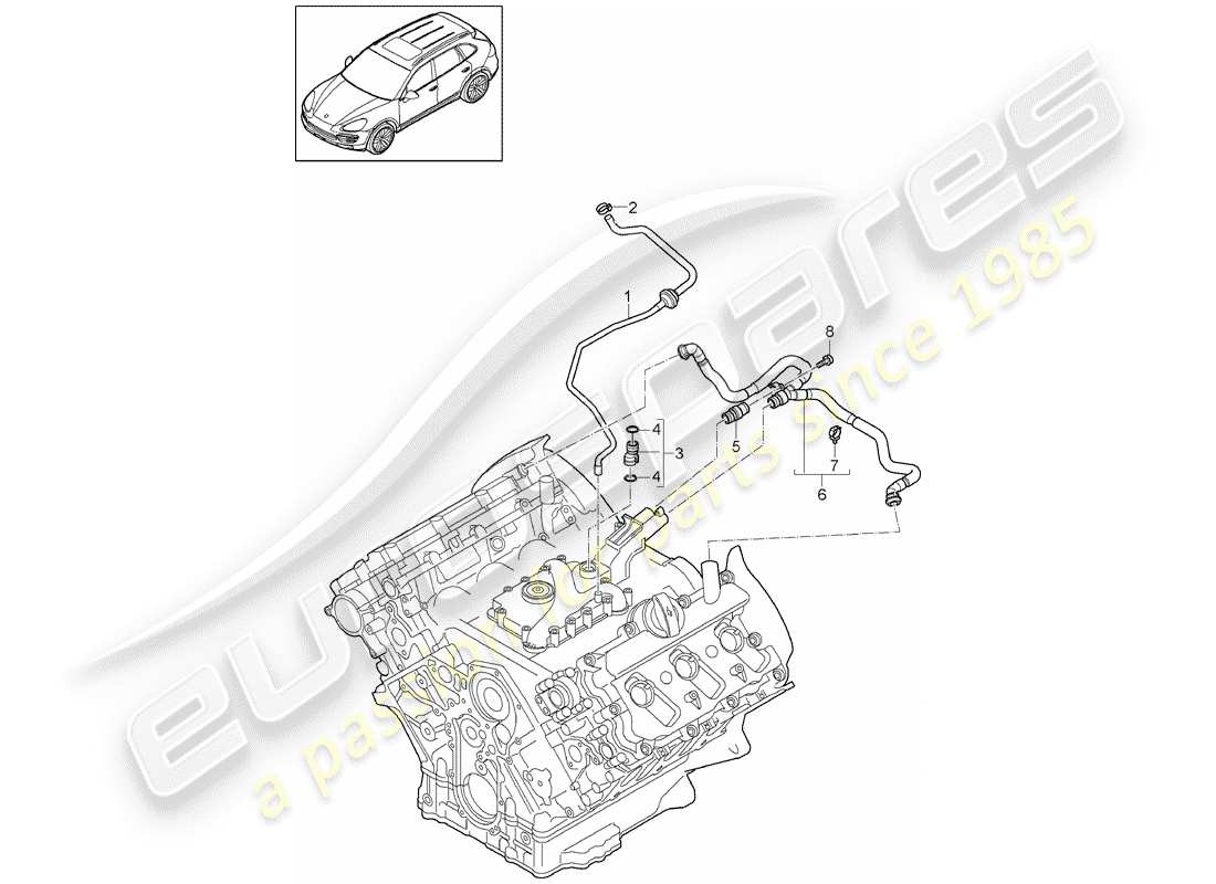 porsche 2011 (cayenne e2 92a) reniflard de carter - schéma des pièces