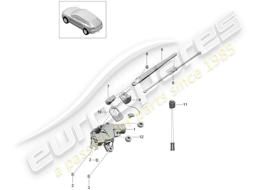 porsche 2018 (macan) essuie-glace arrière schéma des pièces