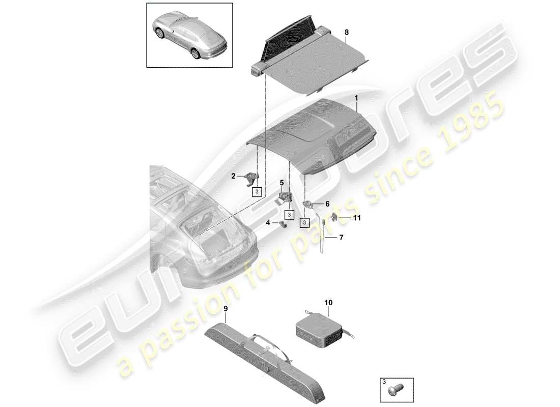 porsche 2019 (panamera 971-1) couverture diagramme de pièce