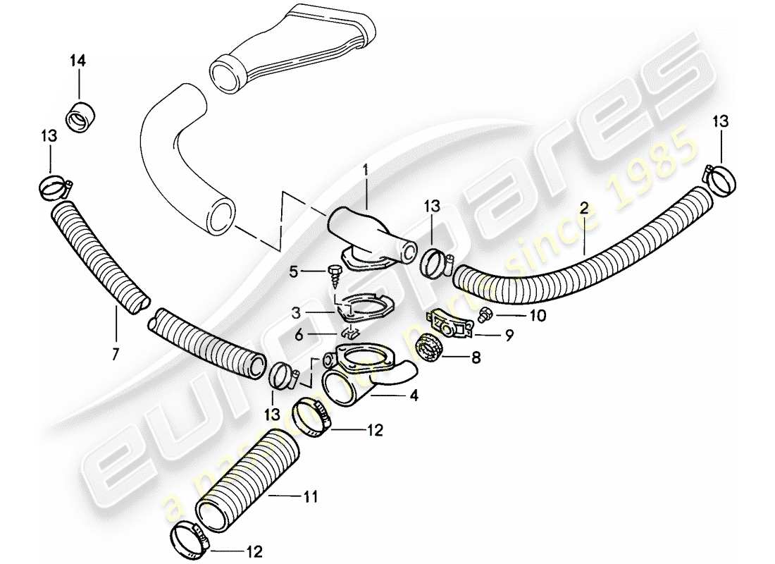 porsche 1986 (911) conduit d'air de refroidissement schéma des pièces