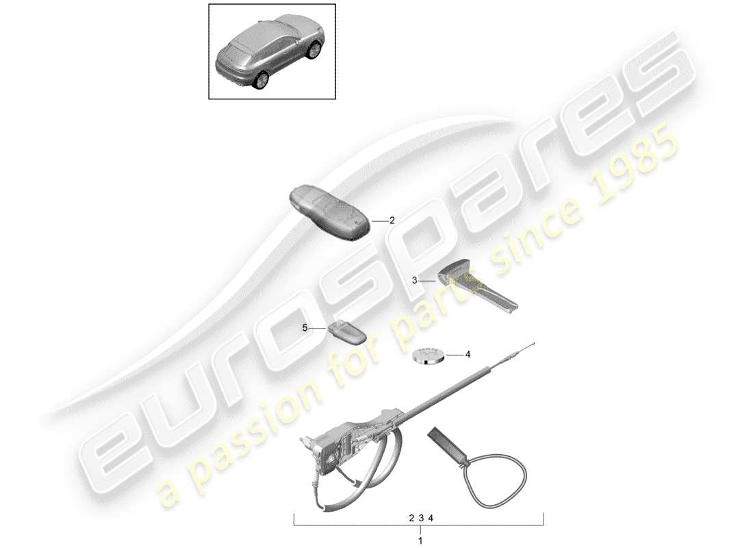 porsche 2019 (macan) 1 ensemble de serrures schéma des pièces