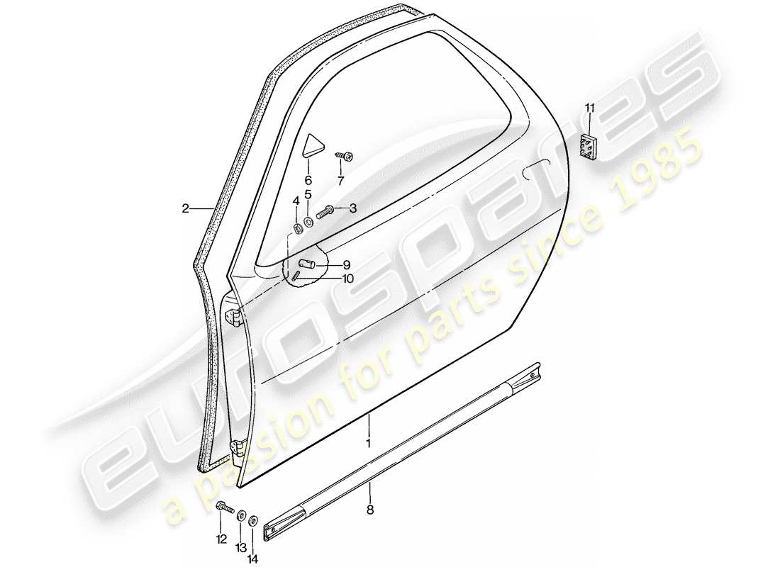 porsche 1986 (928) coque de porte schéma des pièces