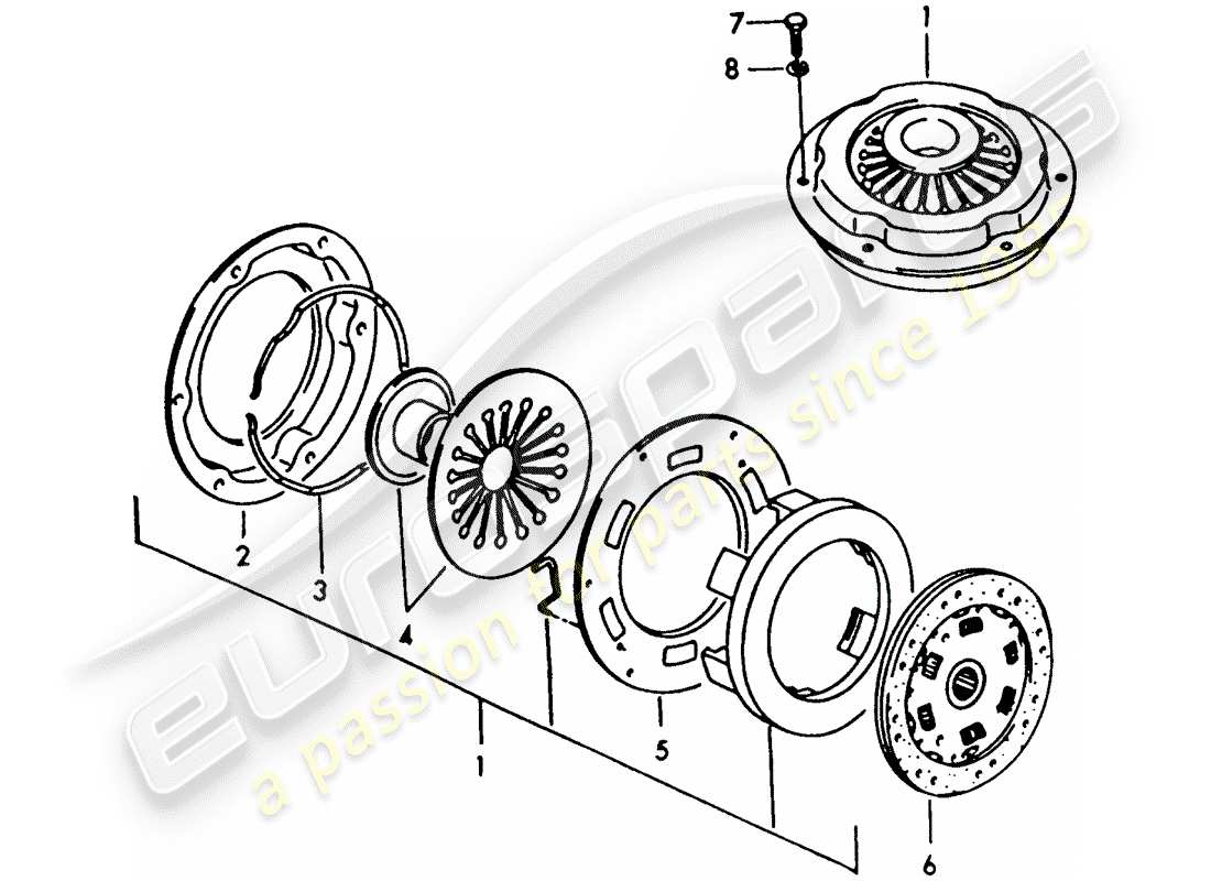 porsche 1954 (356/356a) embrayage schéma des pièces