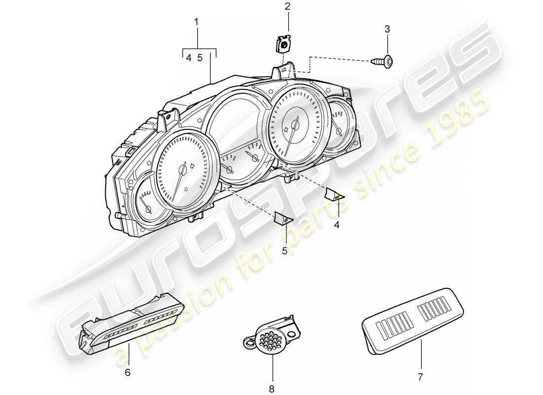 porsche 2010 (cayenne e1 9pa) schéma des pièces des instruments
