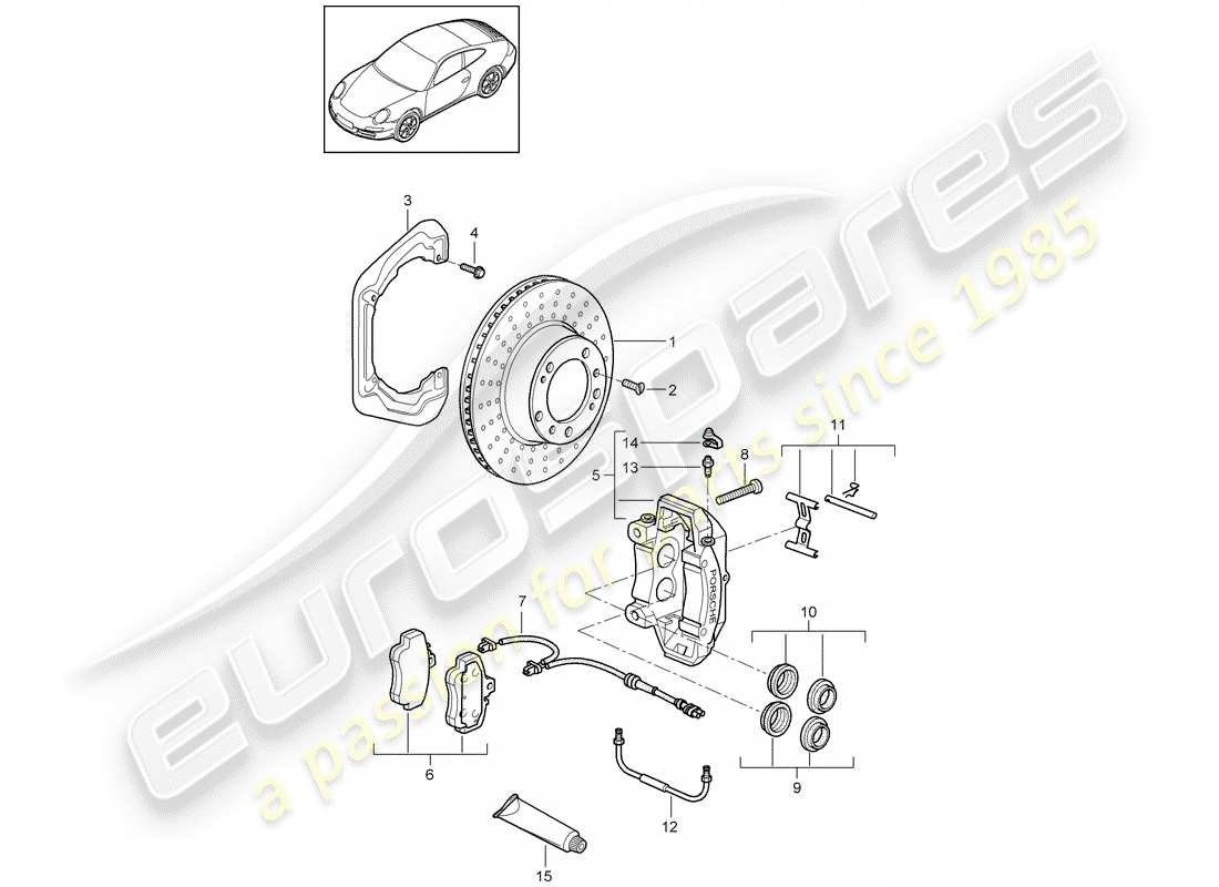 porsche 2011 (997-2) freins à disque schéma des pièces