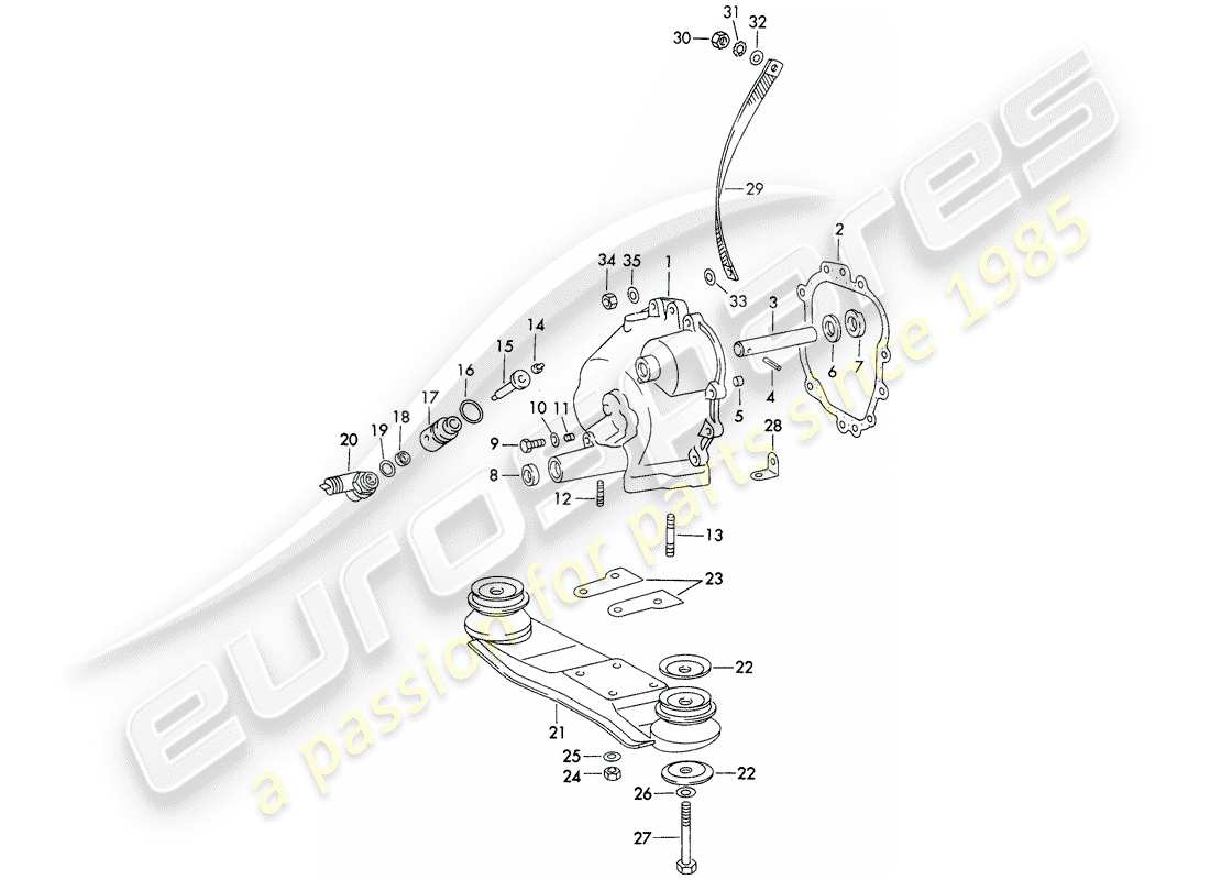 porsche 1973 (911) couvercle de transmission - suspension de transmission - coulée réfrigérée - et - coulée sous pression - d >> - mj 1970 schéma des pièces