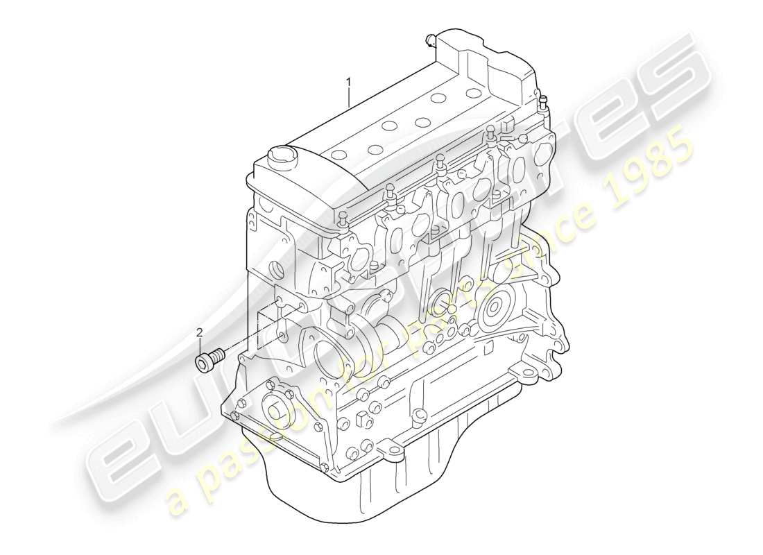 porsche 2003 (cayenne e1 9pa) moteur de base comprenant : couvercle de soupape culasse carter de vilebrequin carter d'huile de vilebrequin d - mj 2004>> schéma des pièces