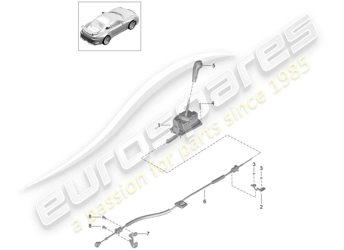porsche 2015 (991-1 r/gt3/rs) levier sélecteur schéma des pièces