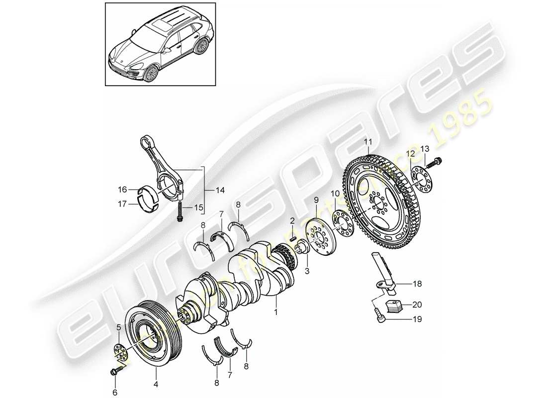 porsche 2012 (cayenne e2 92a) vilebrequin schéma des pièces