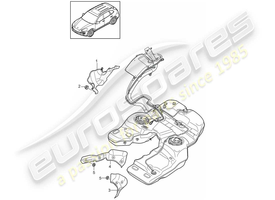 porsche 2012 (cayenne e2 92a) réservoir d'essence schéma des pièces