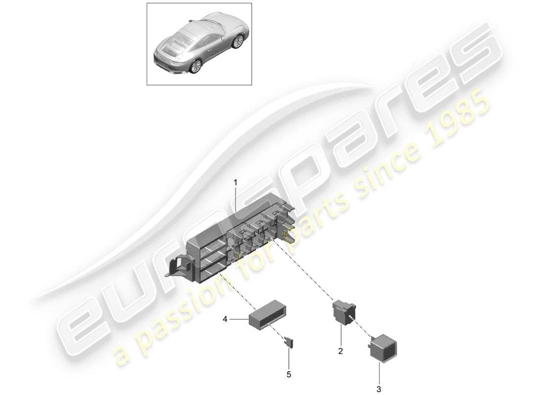 porsche 2019 (991-2) boîte à fusibles/plaque relais schéma des pièces
