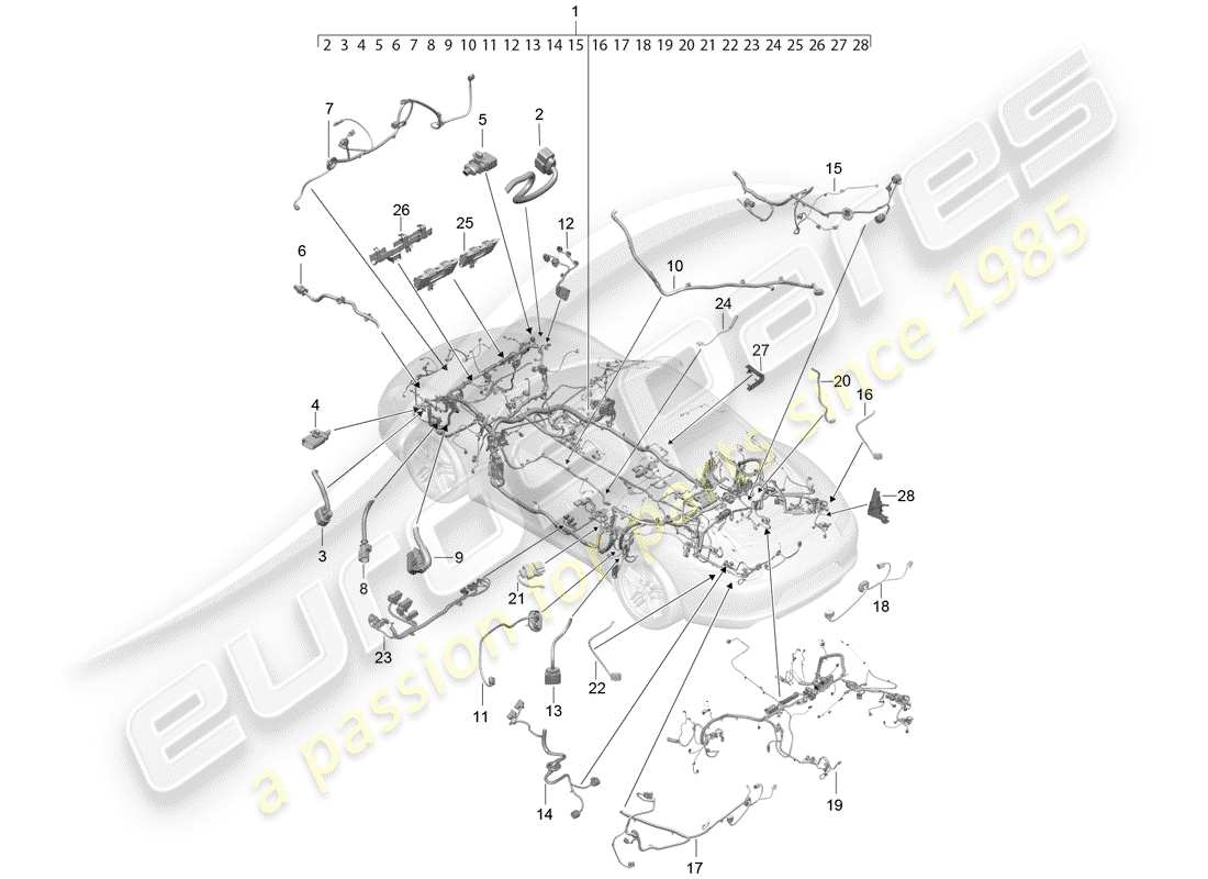 porsche 2019 (991-2) faisceau de câblage schéma des pièces