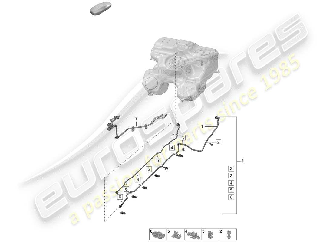 porsche 2020 (992-1) diagramme des pièces de la conduite de carburant