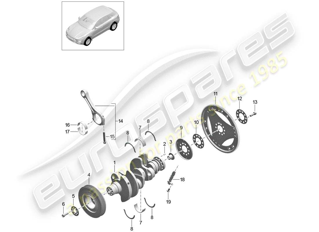 porsche 2014 (macan) vilebrequin schéma des pièces