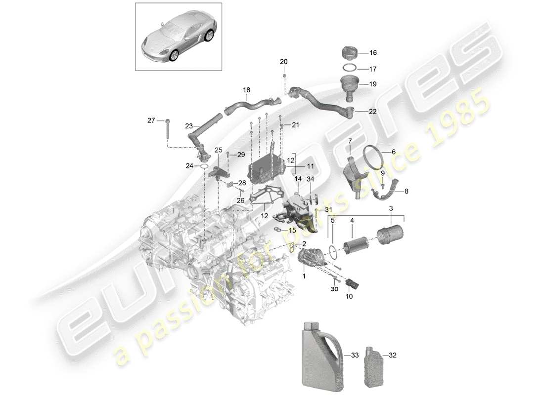 porsche 718 cayman (2020) moteur (presse à huile./lubrica.) schéma des pièces