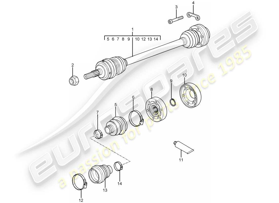 porsche 2001 (996) arbre de transmission schéma des pièces