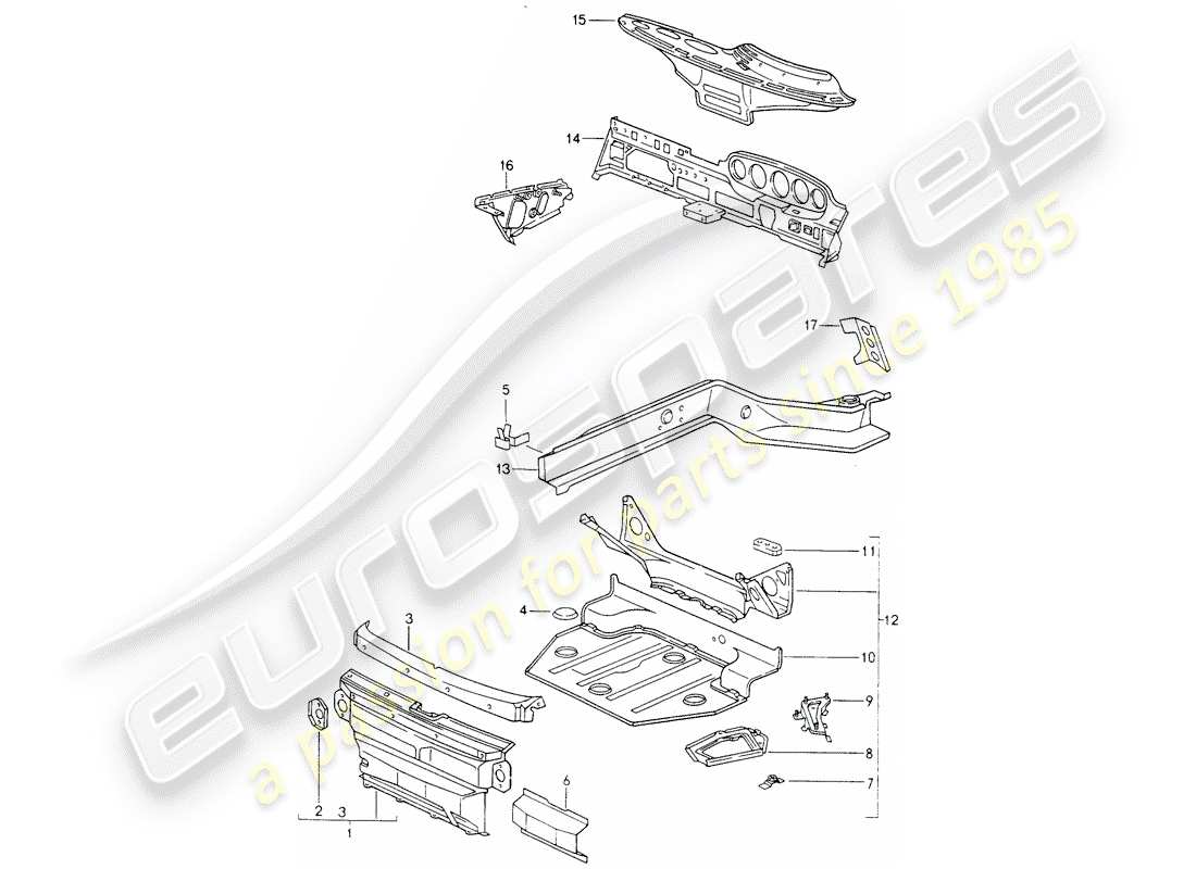 porsche 1998 (993) diagramme des pièces du cadre