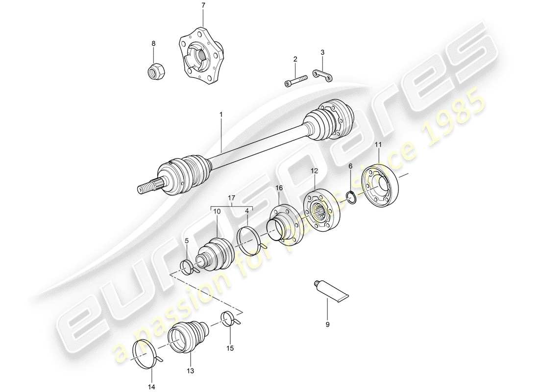 porsche 2008 (987 cayman) arbre de transmission schéma des pièces