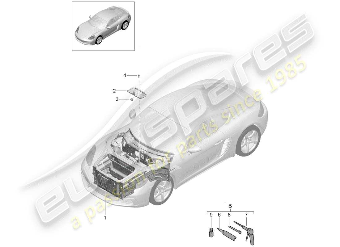 porsche 2020 (718 cayman) schéma des pièces front end